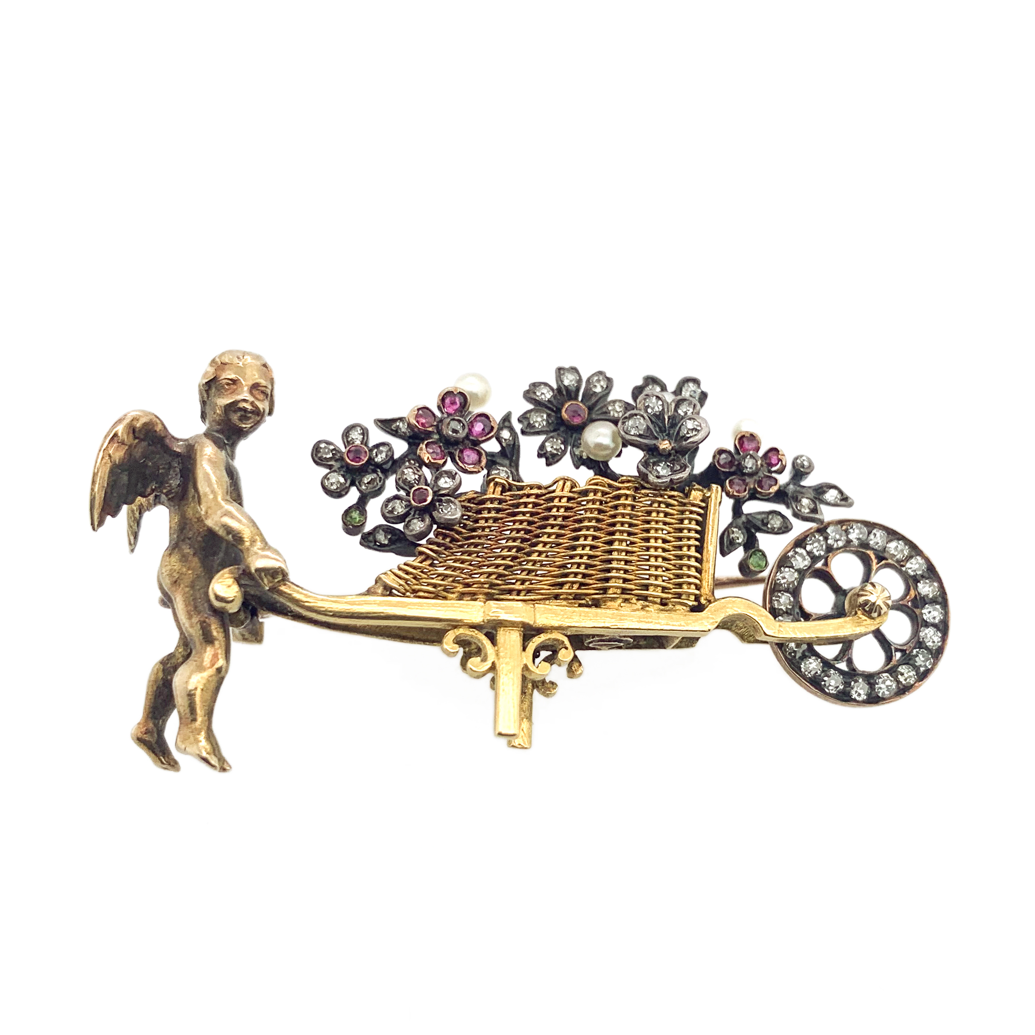Cherub Brooch with Gems