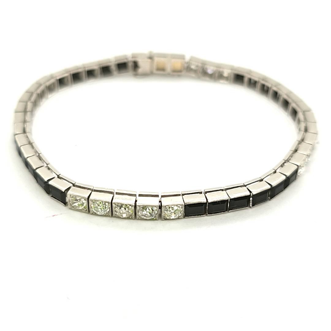 C. 1940 Onyx Diamond PT Bracelet