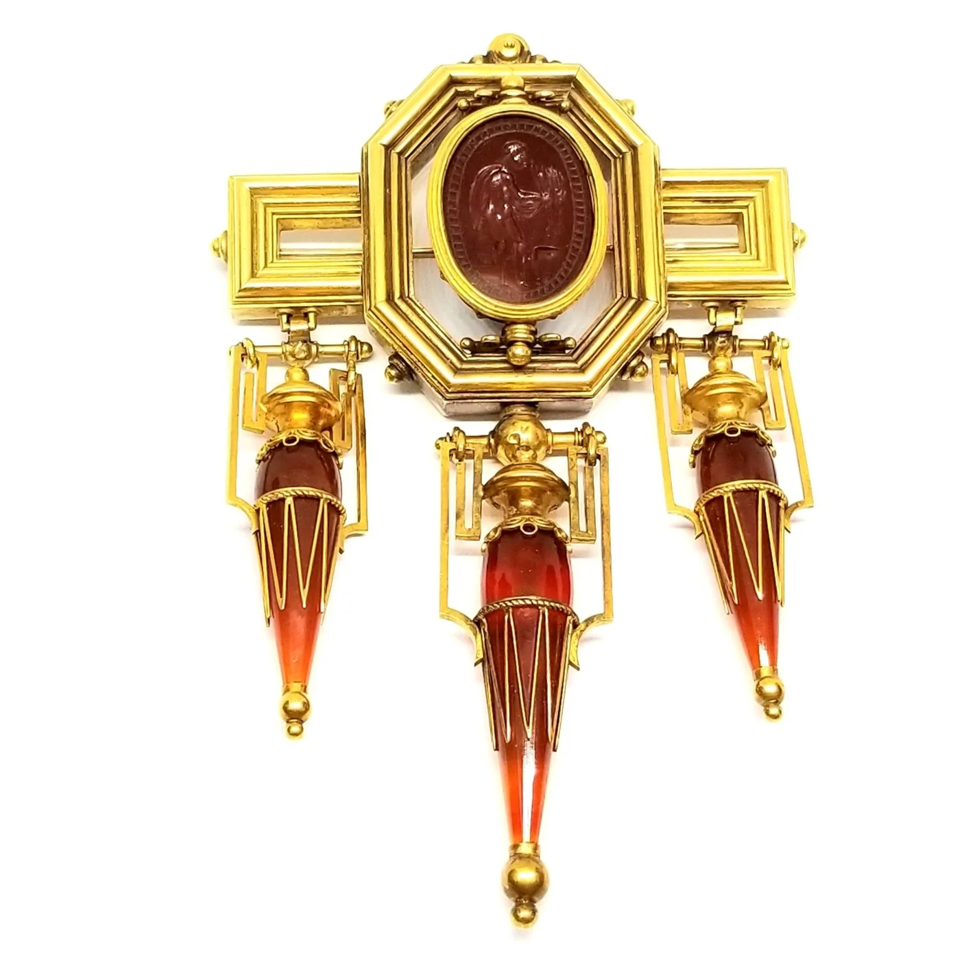 Egyptian Revival Amphora Carnelian Brooch