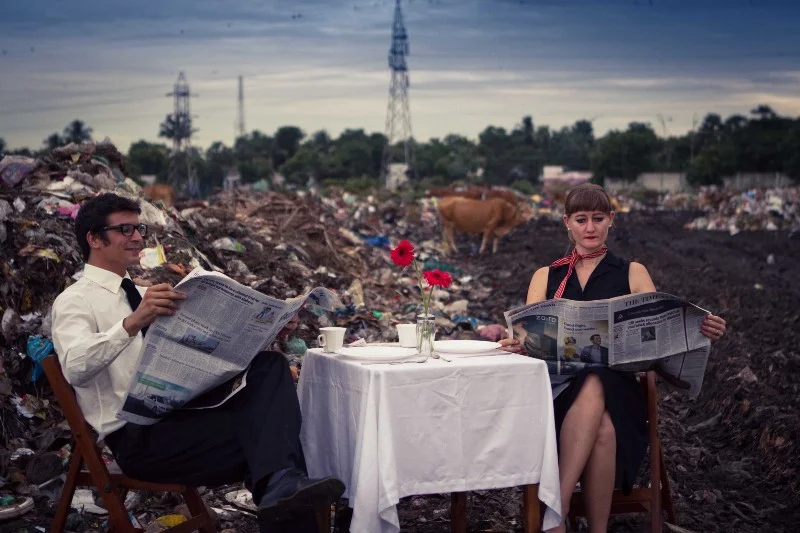 Ribhu Vohra and Chandrah Nusselein at the Kurumbapet dumpsite, Pondicherry.
