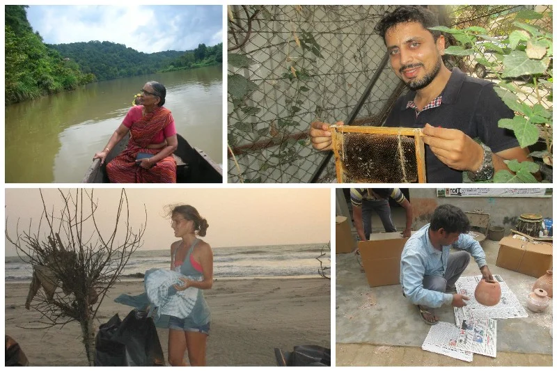 The parindey: (clockwise from top left) — Shanti Nayak, Amit Godse, Brijendra Prajapati, Jill Ferguson