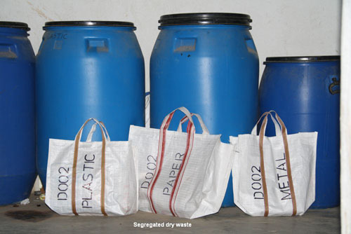 Segregation increases the recycle value of dry waste and makes it safer for municipal workers to handle ( Source: SWMRT )