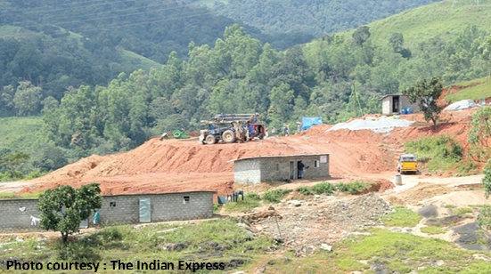 The construction for the Government Veterinary College destroying the shola grasslands - our water sink.