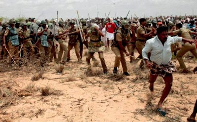 Indian State Police have brutally repressed protests against the KKNPP and thousands have been arrested and charged with sedition Credit – Nallu Lingam