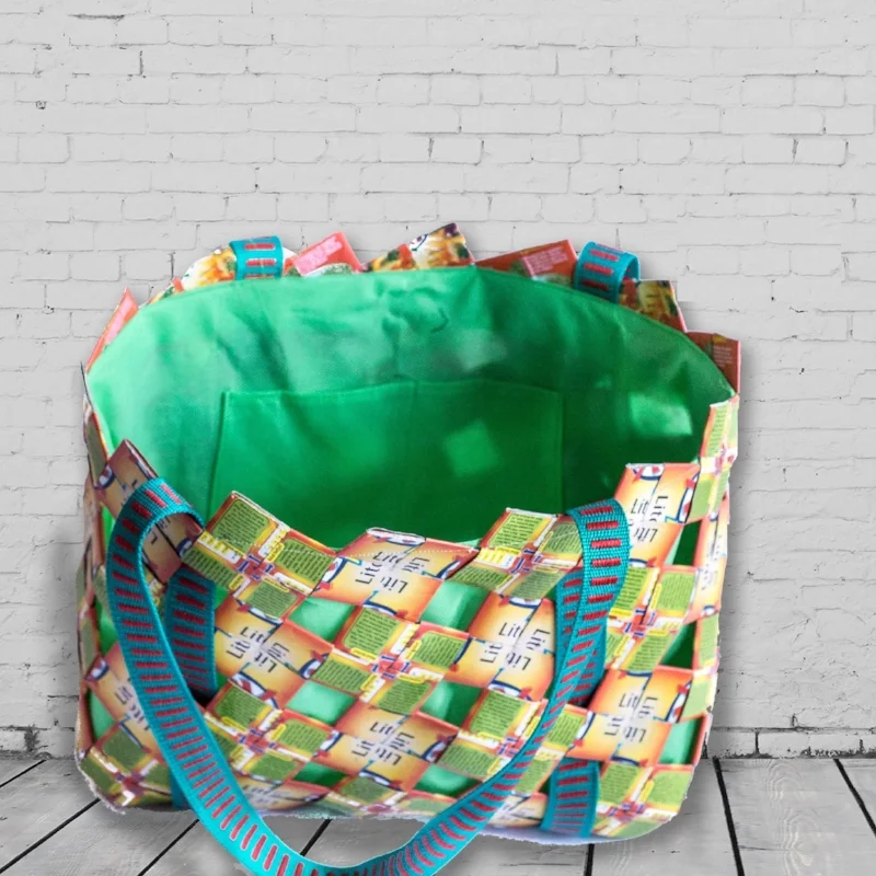 Upcycled TetraPak tote. Image: Rimagined