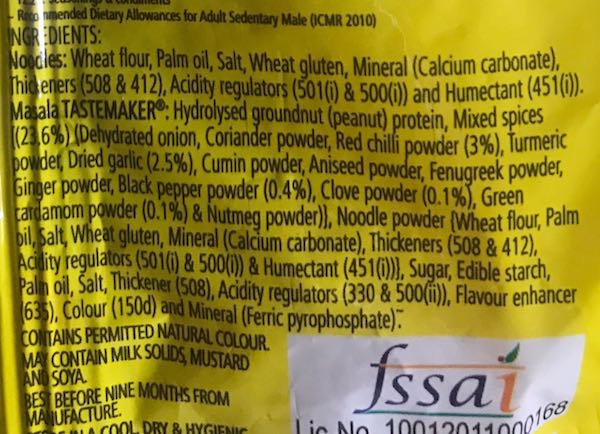 Sample instant noodles label. Image: Eartha