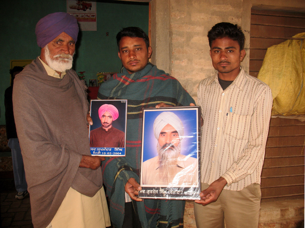 Relatives of farmers in Punjab who lost their lives to the impacts of chemical pesticides. Source