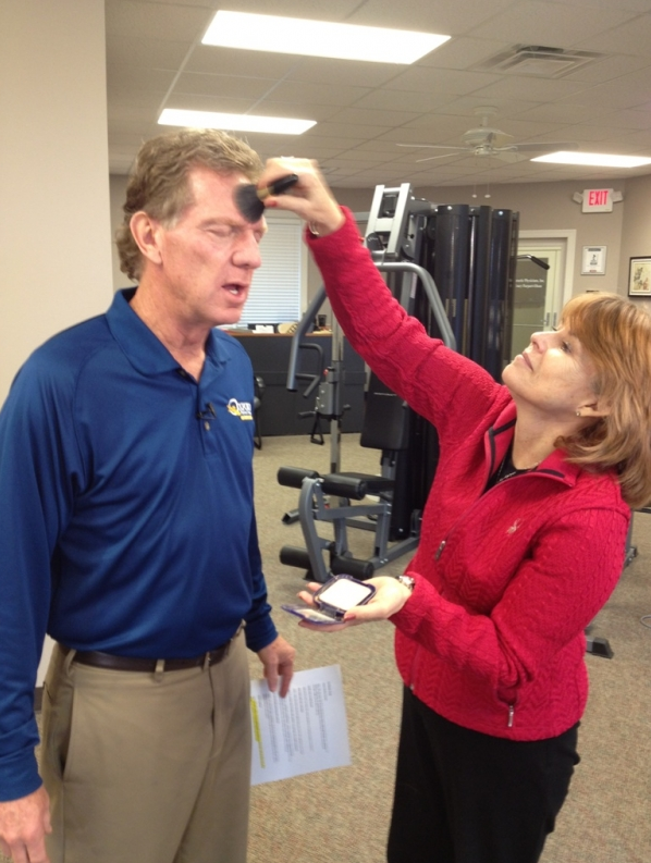 Ken getting powder from Betsy Ross for his commercial!