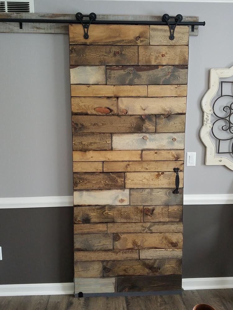 Multi-stained plank door