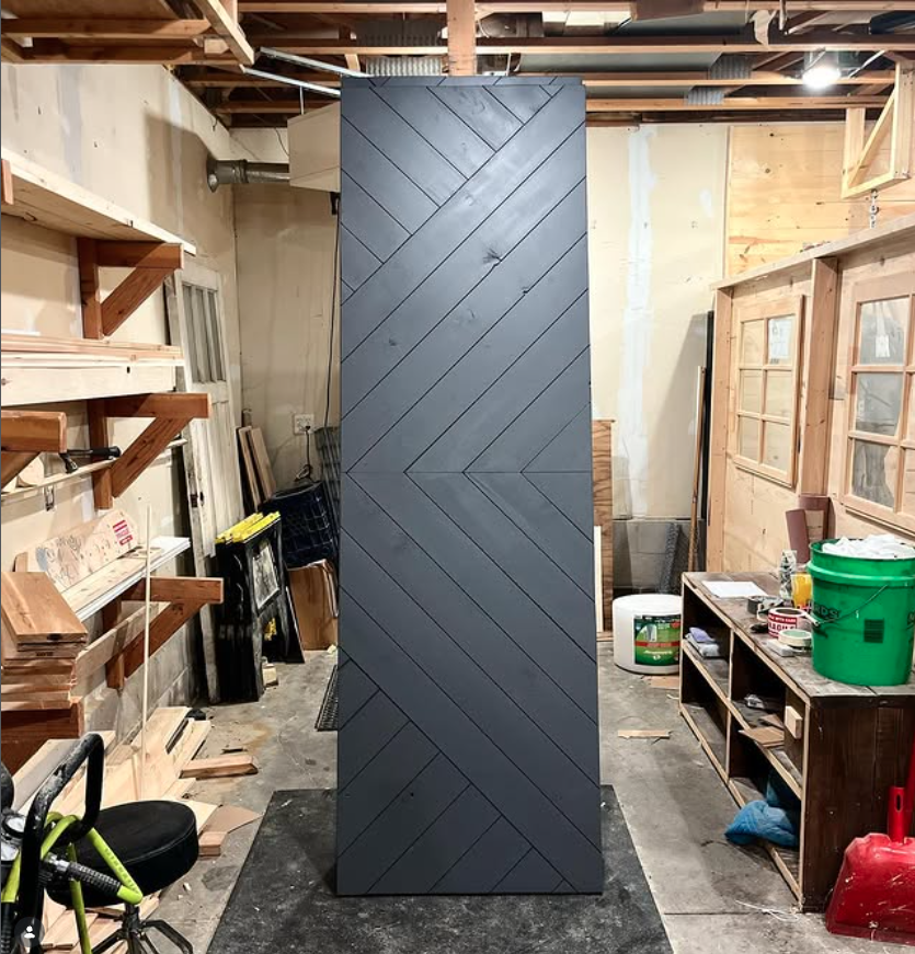 Geometric Inlay Pattern Barn Door