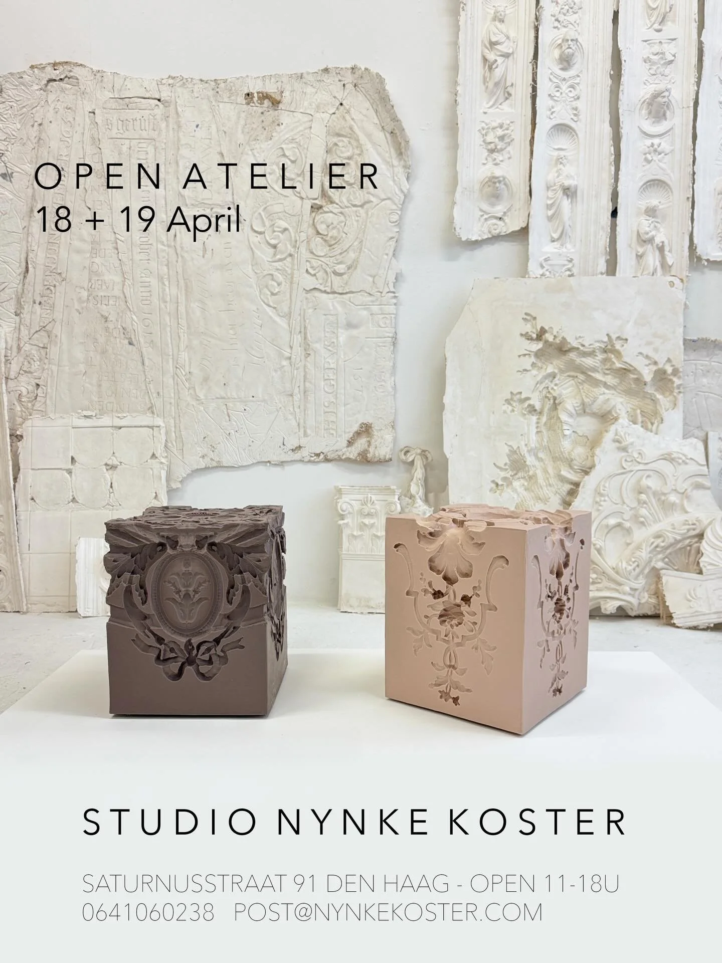 My studio opens its doors 🤍

Open studio + sample sale + new work
🗓 18 + 19 April
⏰ 11:00 &ndash; 18:00
📍 Saturnusstraat 91, 2516 AG Den Haag

Come by, have a look, say hi, drink a coffee at my coffeecorner that turns into a champagne corner after