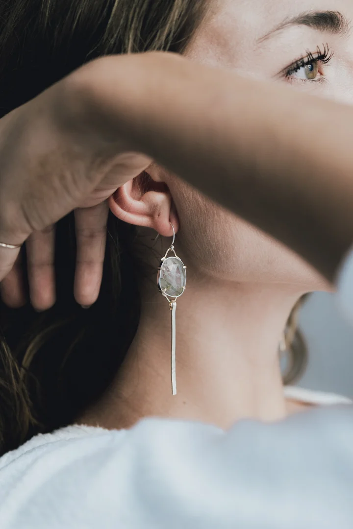 Bi Colour Tourmaline "Shaft of Light" Earrings