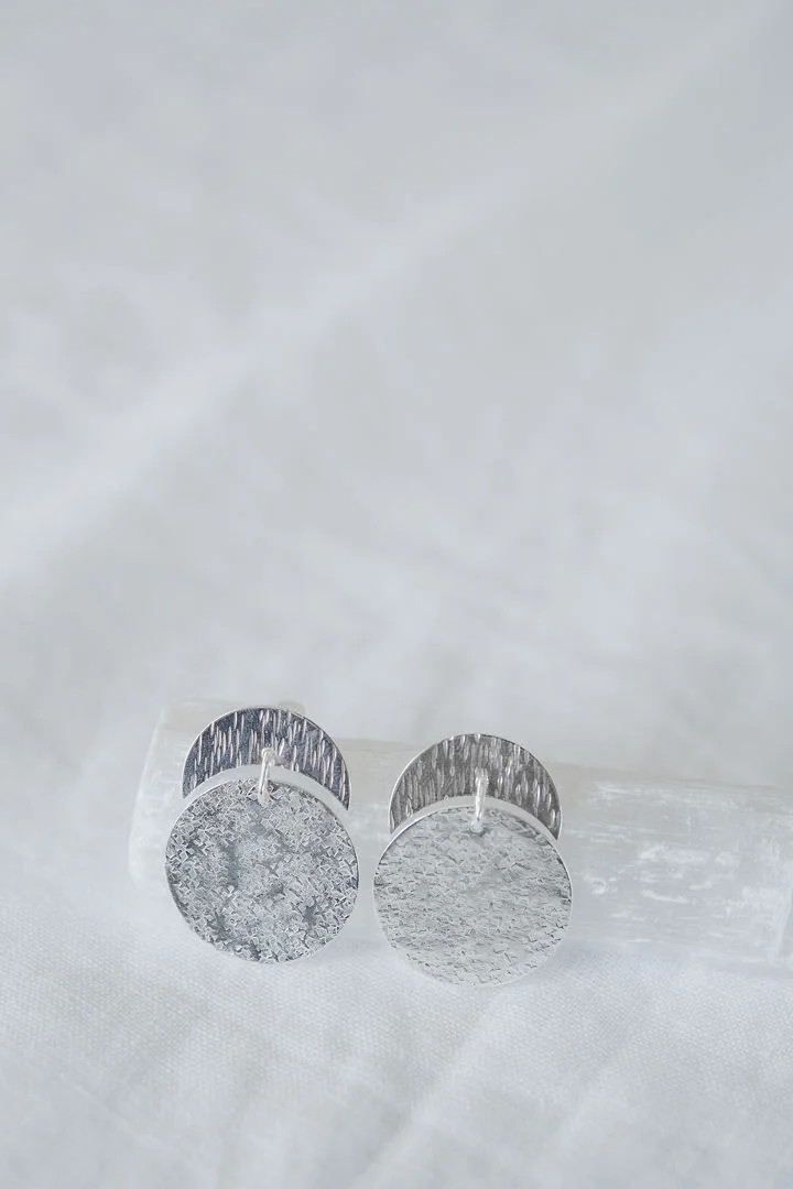 "Moon Phase" Earrings, Sterling Silver