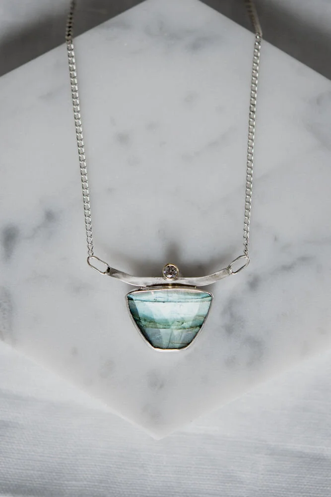 Labradorite &amp; White Sapphire Necklace