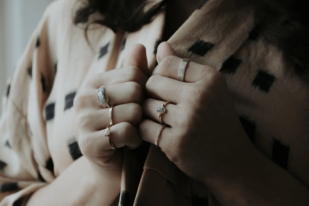 Silver Sapphire Mixed Metal Ring
