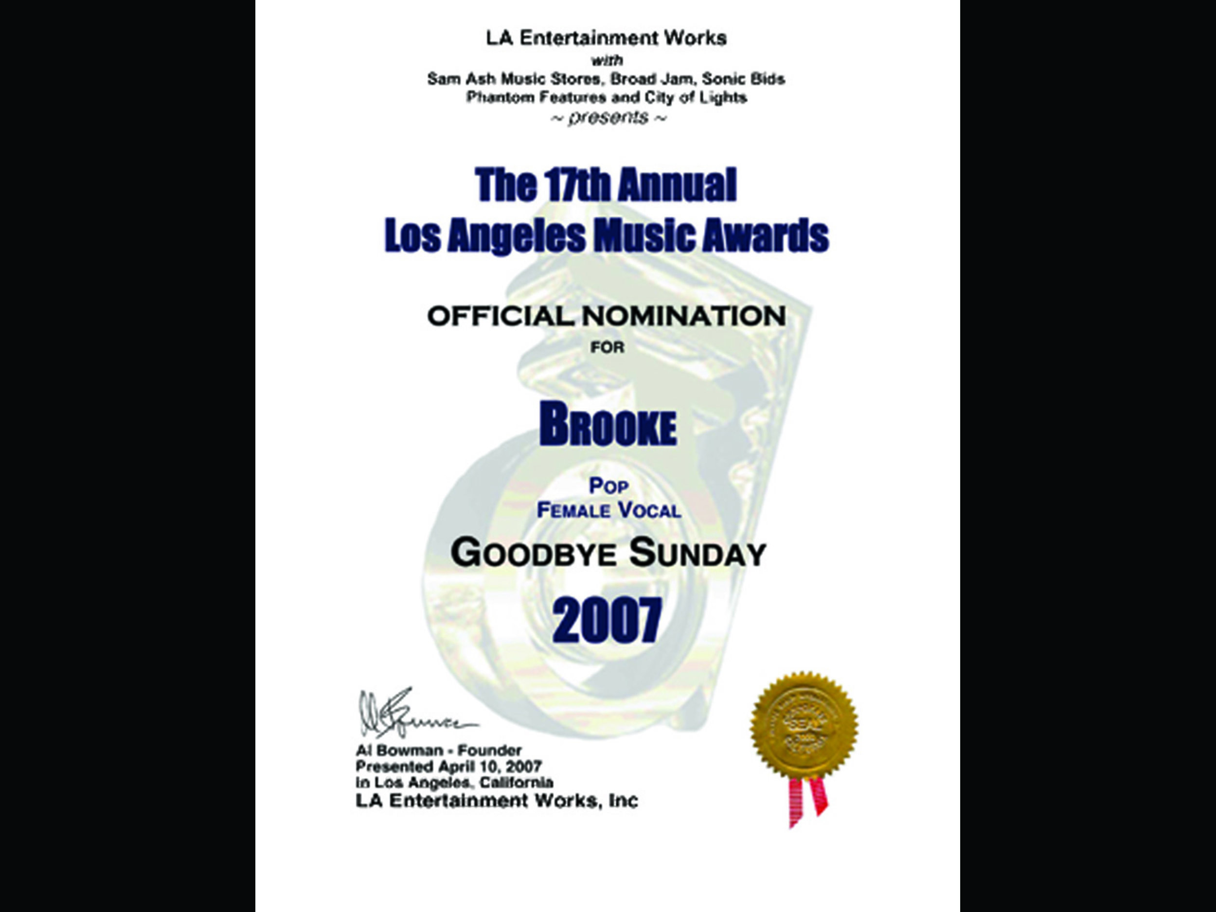 Brooke DeBetties LAMA 2007 Goodbye Sunday Award.jpg