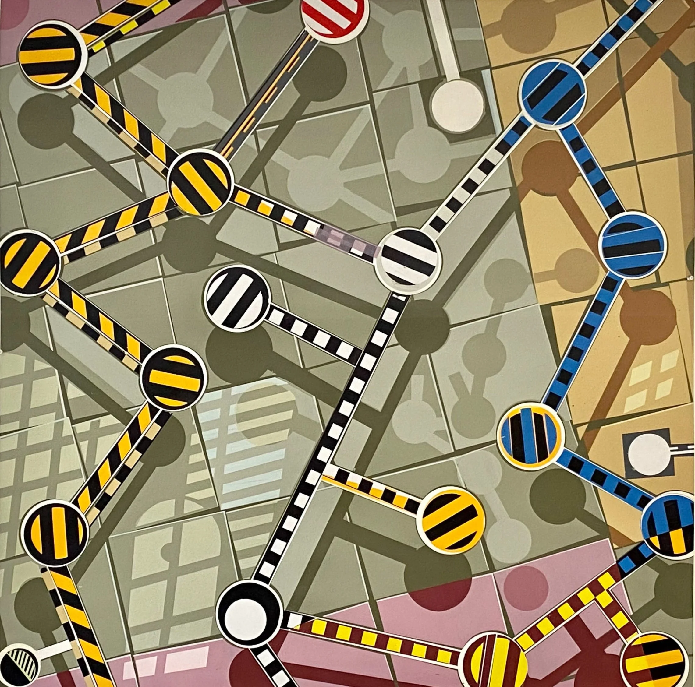  Interdimensional Space #2  Medium: Acrylic paint on Paper  Dimensions: 55" x 55'  Date: 2021 