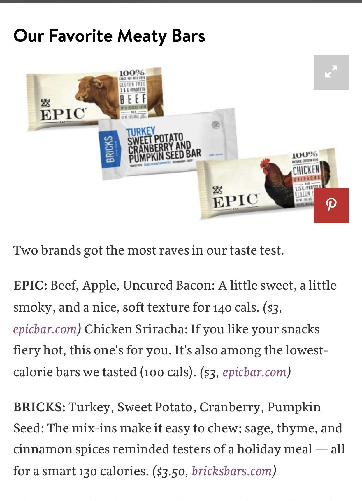 Bricks Meal & Snacks...makes it on the "Try it" list for Dr. Oz