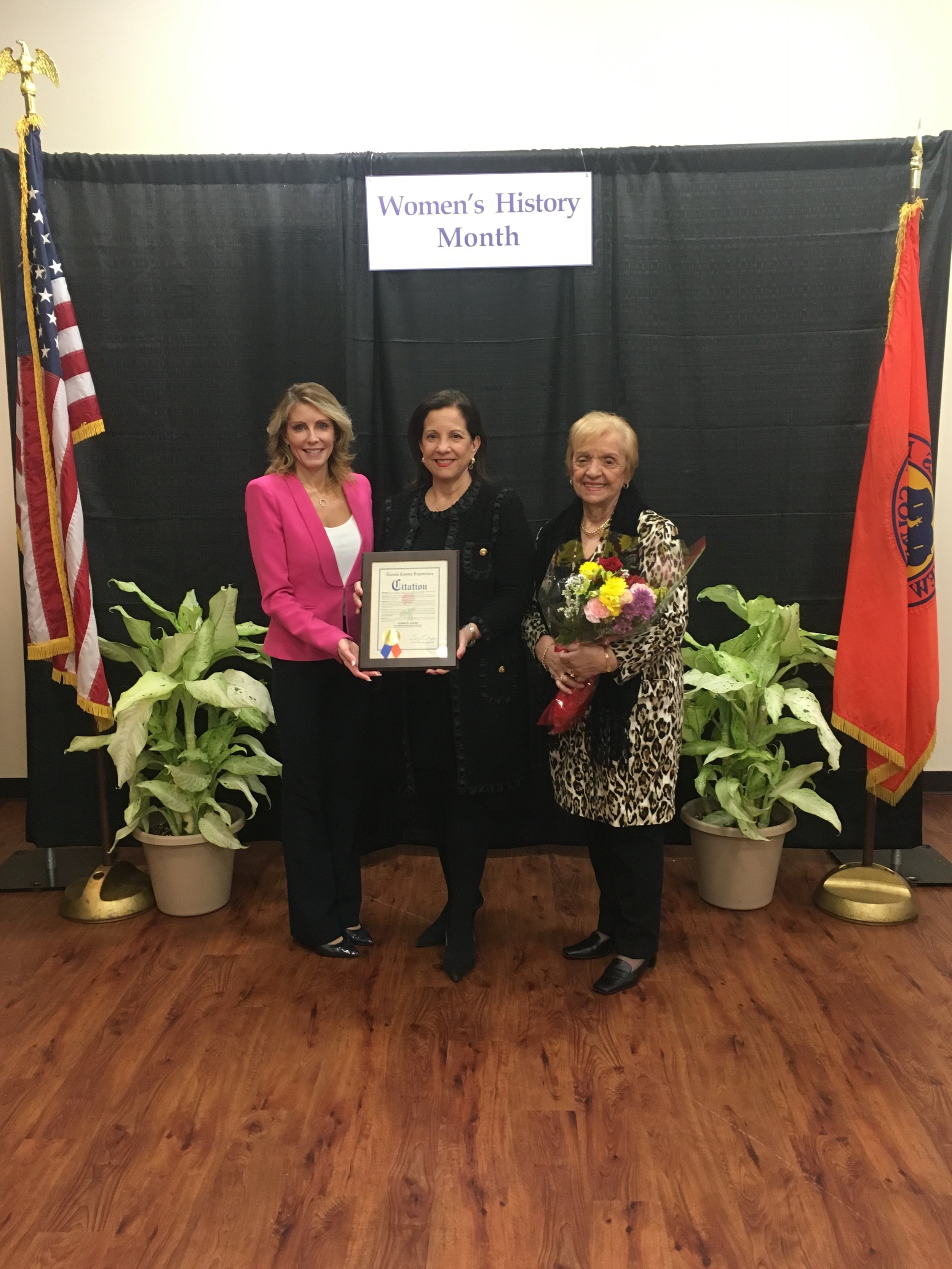Nassau County Legislator Laura Schaefer, Joanne K. Adams, Antonia Kourepinos (Joanne's mother)