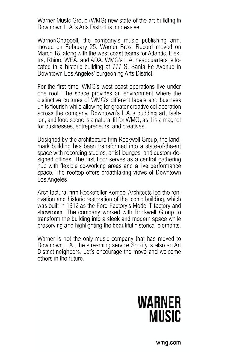 Warner Music Rockefeller Kempel Architects