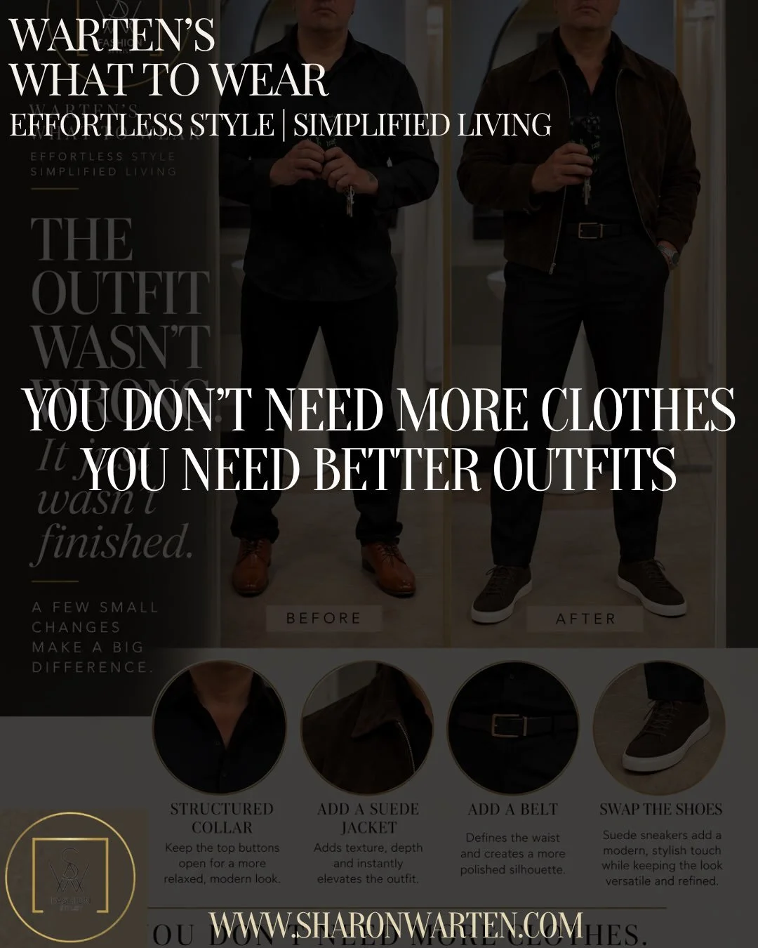 He already looked good. I just made a few small changes. 
Effortless style. Simplified living.
You don&rsquo;t need more clothes. You need better outfits.
DM for more info or to work with me.