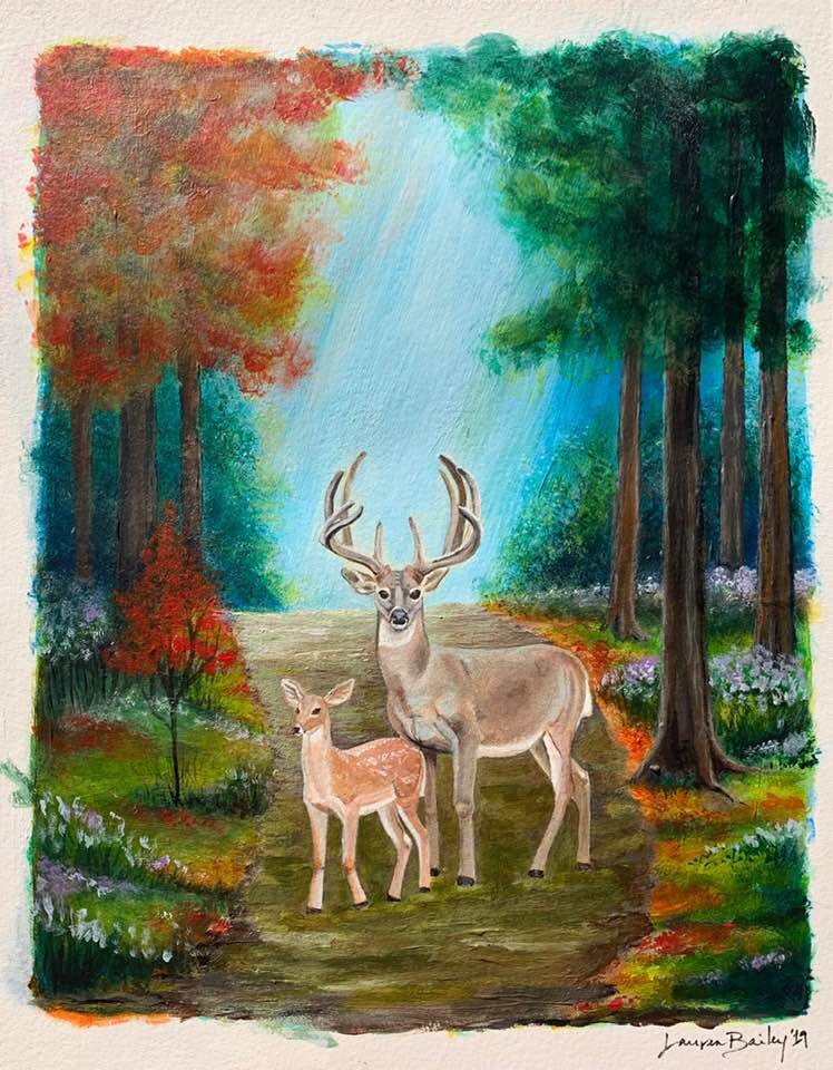 Fawn and Buck on Path