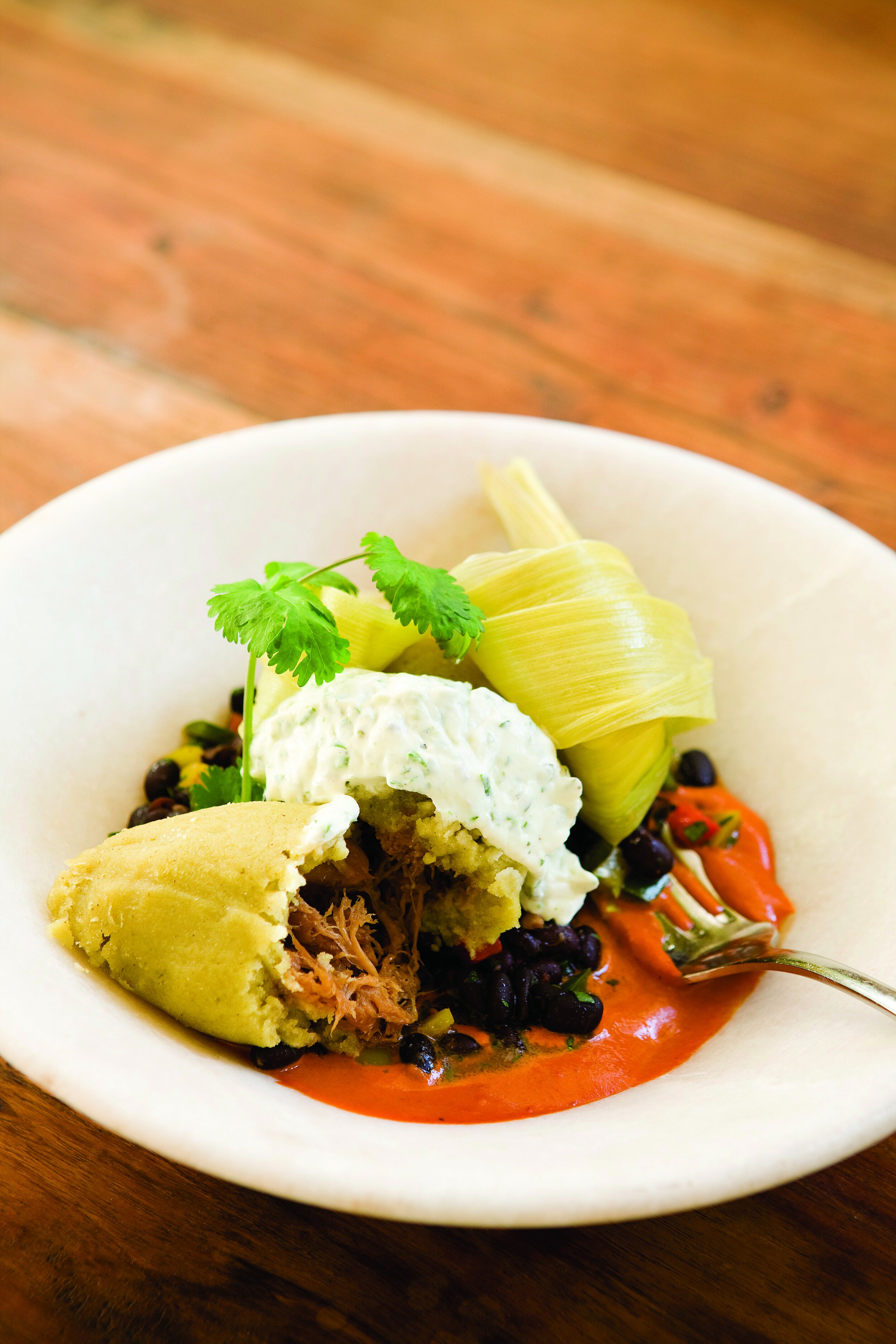 Rabbit Tamale with Black Bean Salsa