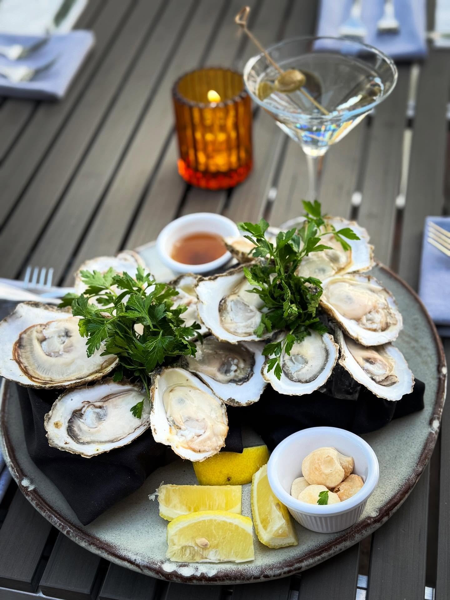 A dozen Navy Cove AL. oysters, ice-cold and briny, paired with a perfectly chilled martini &mdash; the kind of start that sets the tone for the night.

The perfect prelude to dinner on the patio.

#hotandhotfishclub #oysters #martini #patiodining #al