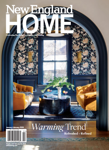 Cover of New England Home magazine featuring Sage Conti interior design project in Belmont
