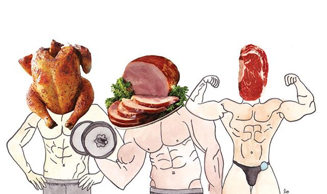 Art by Lo Wall for Callie Zucker's piece &quot;Of Meat and Men.&quot; Read Zucker's take on the toxic masculinity in meat-consumption in November's HEAT issue, available around the Colorado College campus and online at ciphermagazine.com