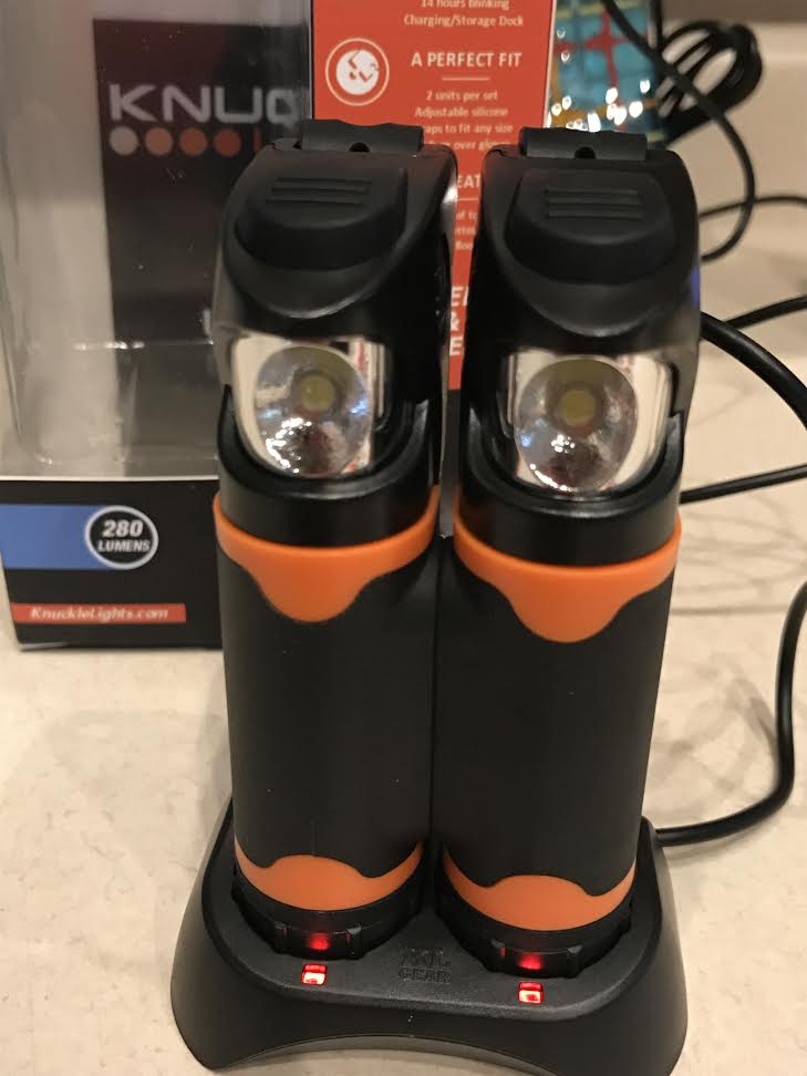 RECHARGEABLE!! Genius! After your run just place them back in the charger, where they'll charge up for your next run!