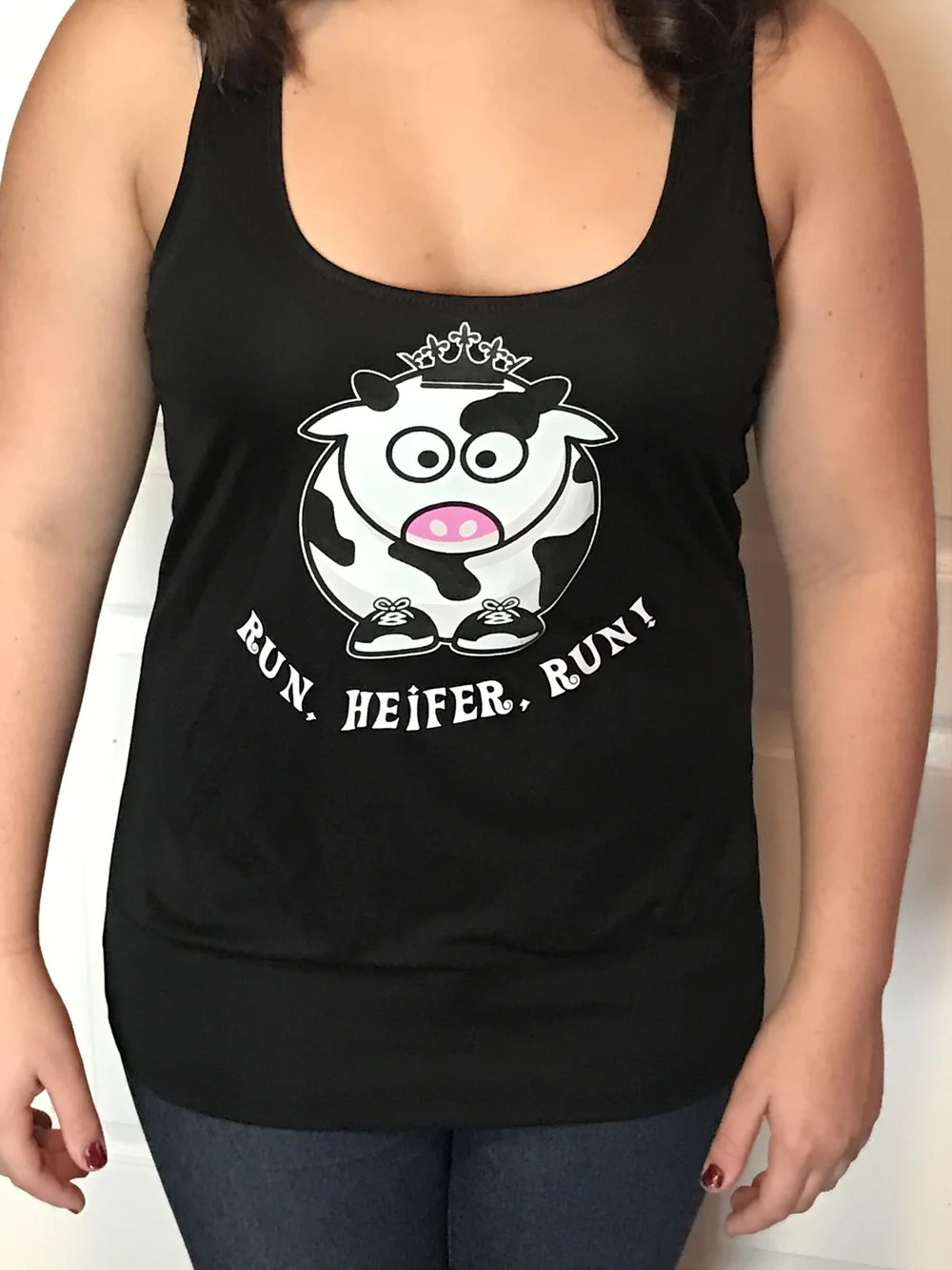 Black Run Heifer Run Dri Fit Ladies Racerback Tank Top Run Heifer Run Black Run Heifer Run Dri Fit Ladies Racerback Tank Top Run Heifer Run