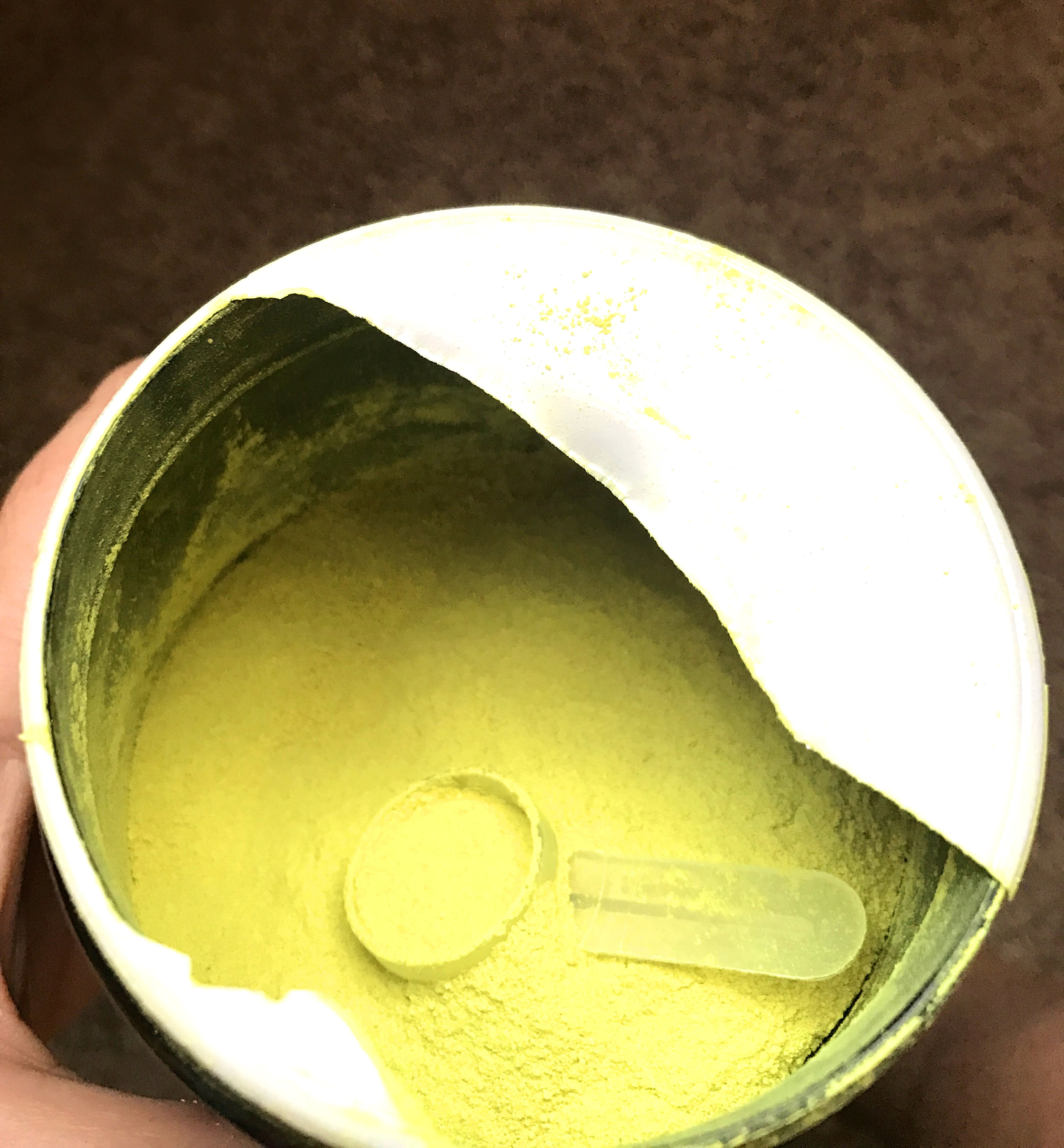 This is a legit photo of the powder, taken in indirect sunlight. It is neon. It, does not, however, glow in the dark. I might have tried. And FYI... I know you're wondering -no, your urine is NOT neon yellow after drinking this. If it is, SEEK MEDICAL ATTENTION IMMEDIATELY. Really.