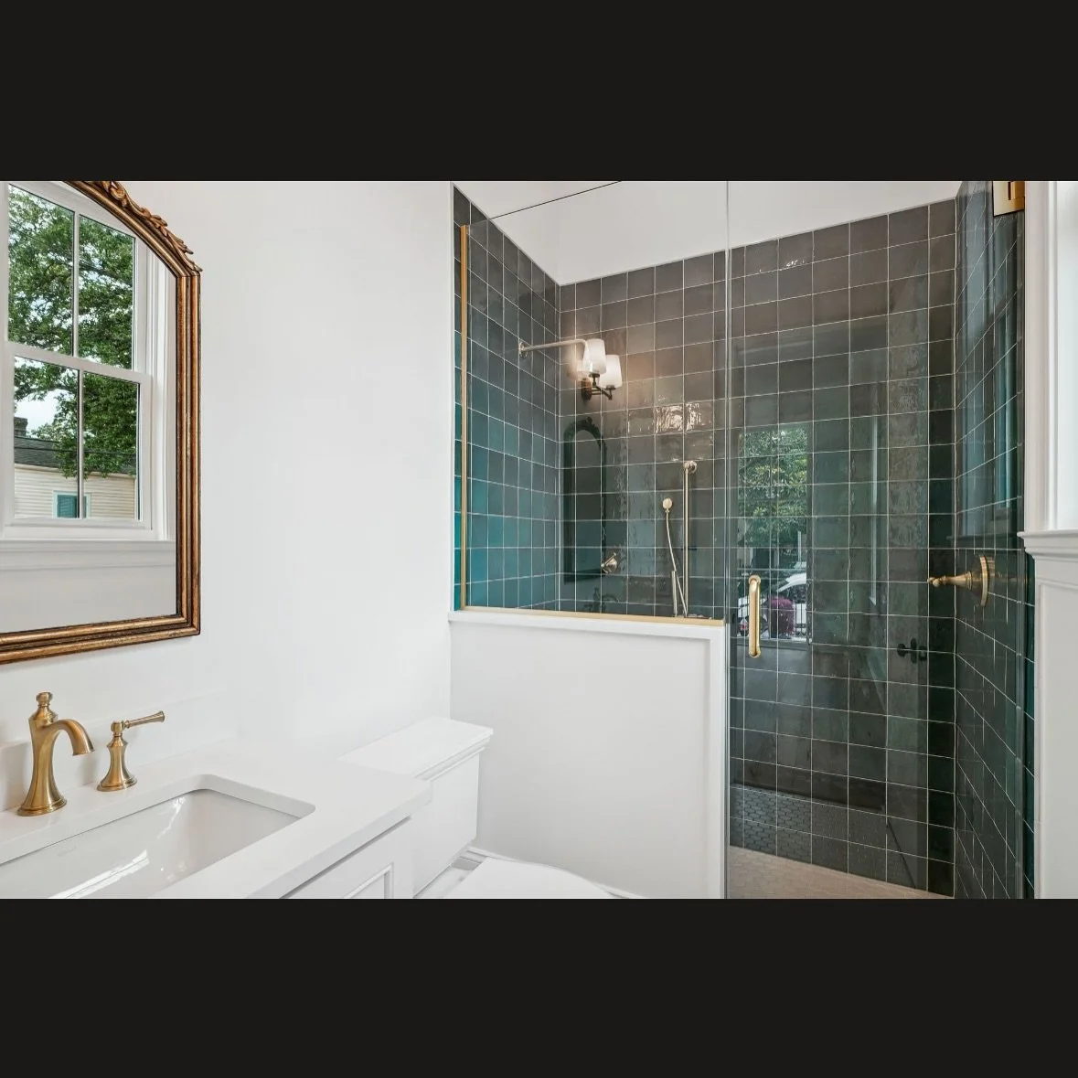 Gorgeous choice of tile and finishes in the Garden District!  #gardendistrict #tilechoice #greentile #freshtilefinds #neworleans #gulfstatesconstruction
