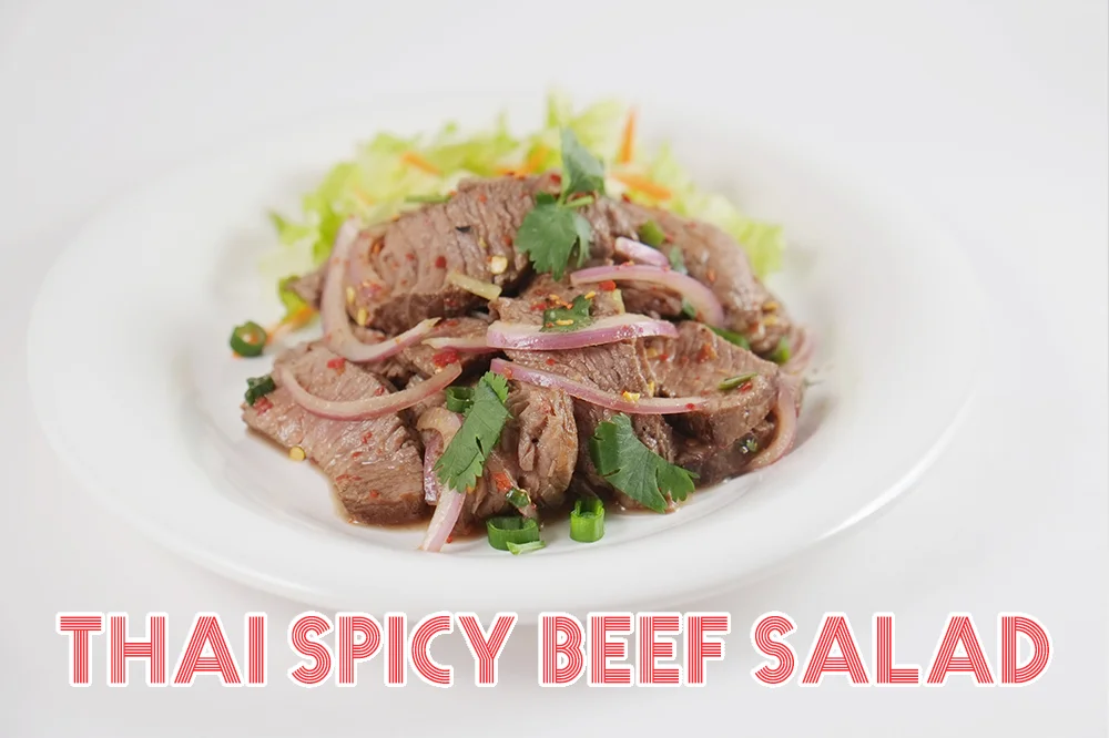   Grilled ribeye steak and thinly sliced, mixed greens, spicy lime dressing.  