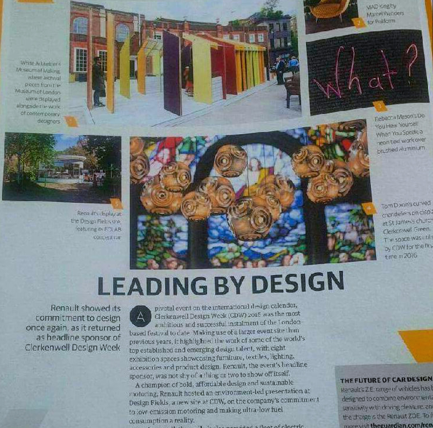 The Guardian, saturday magazine feature on Clerkenwell Design Week.