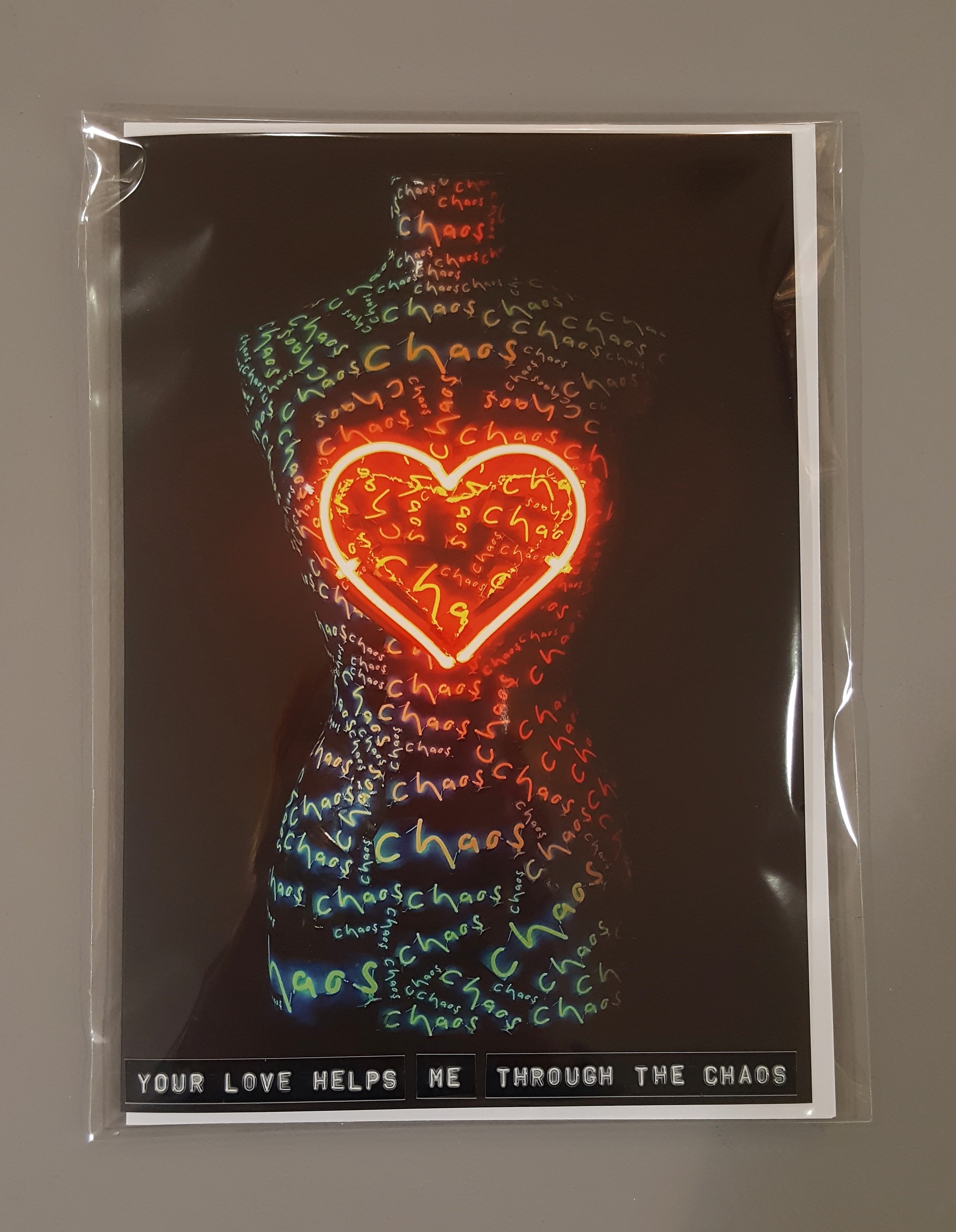LIMITED EDITION greeting card - Love In Chaos - with embossed label