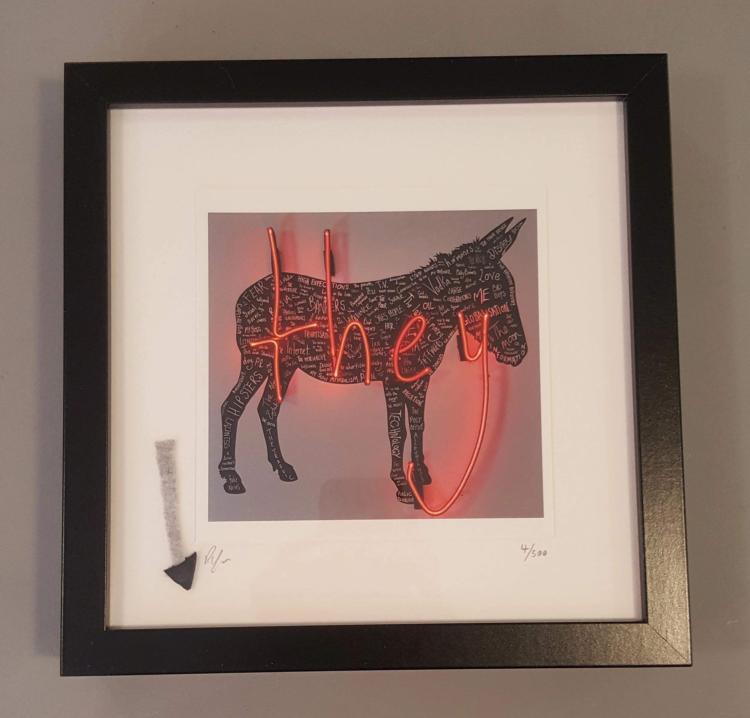 Framed Pin The Tale Of Woe On The Donkey (they) card + felt tail