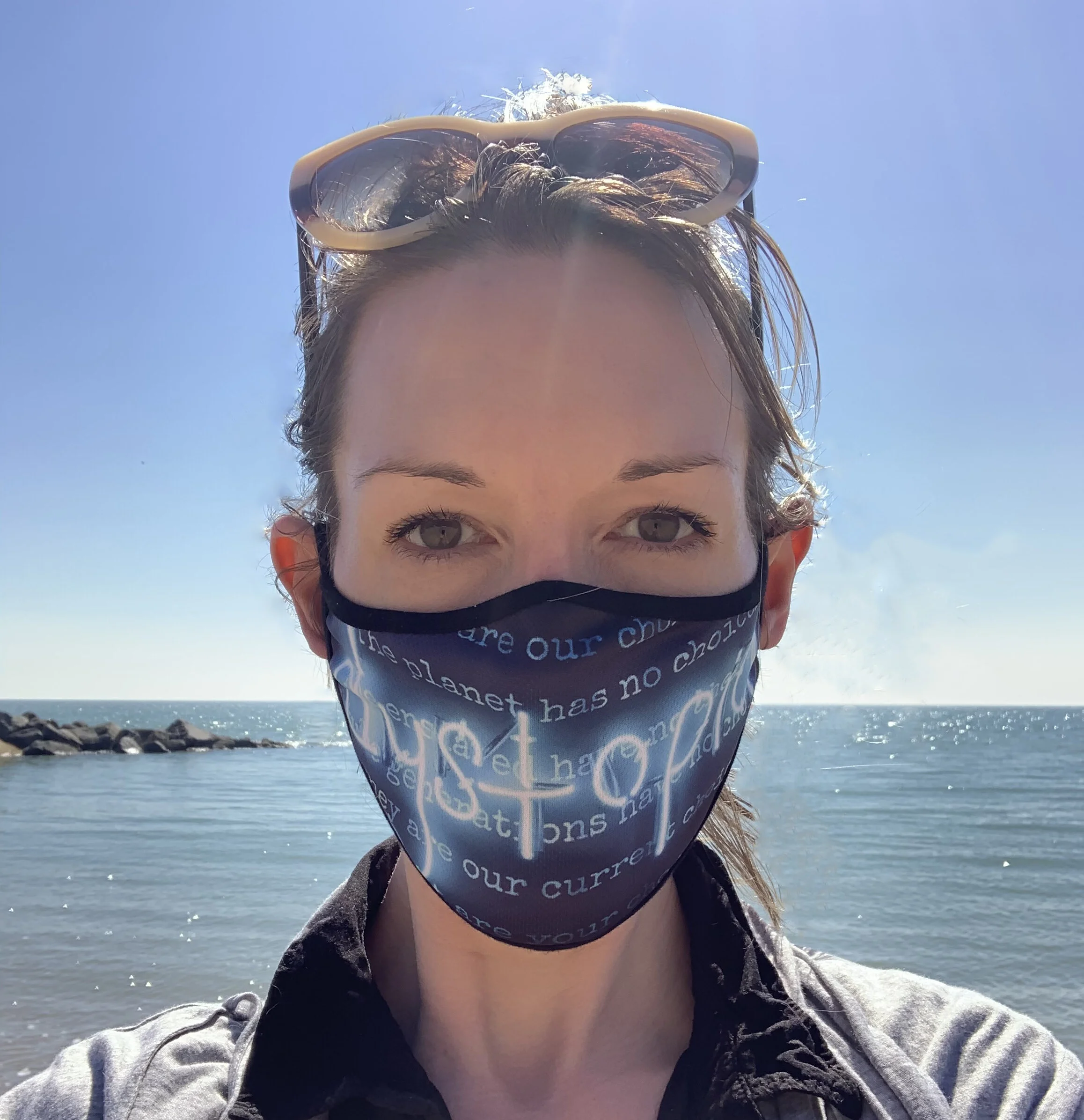 DYSTOPIA (larger neon text version) FACE MASK ART (blue) SET