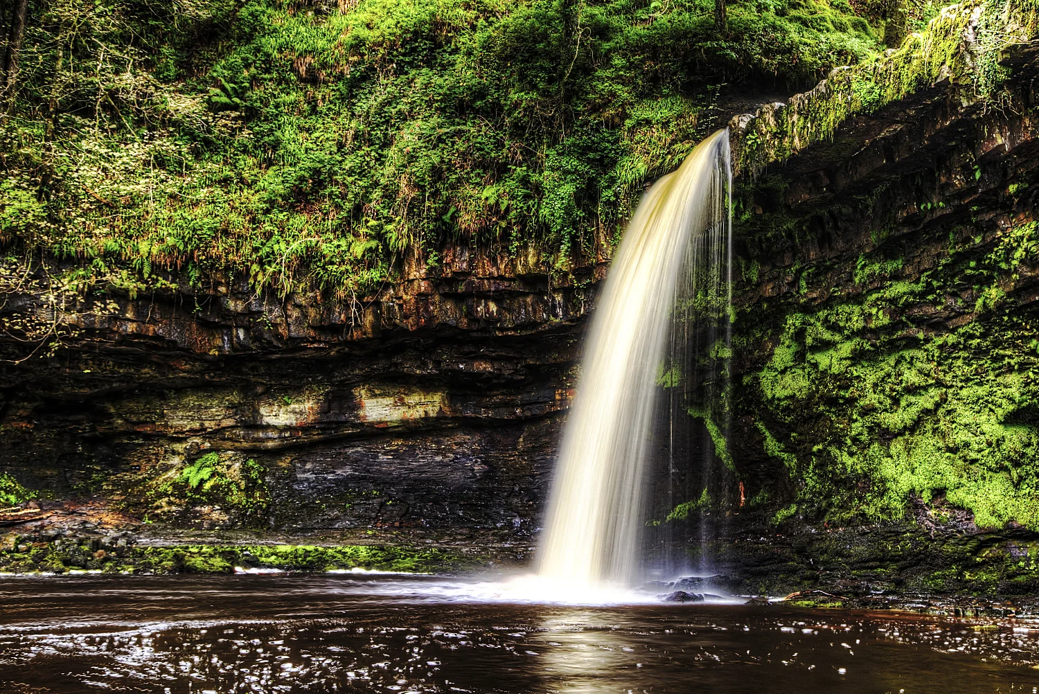 Sgwd Henrhyd waterfall on the Brecon Beacons