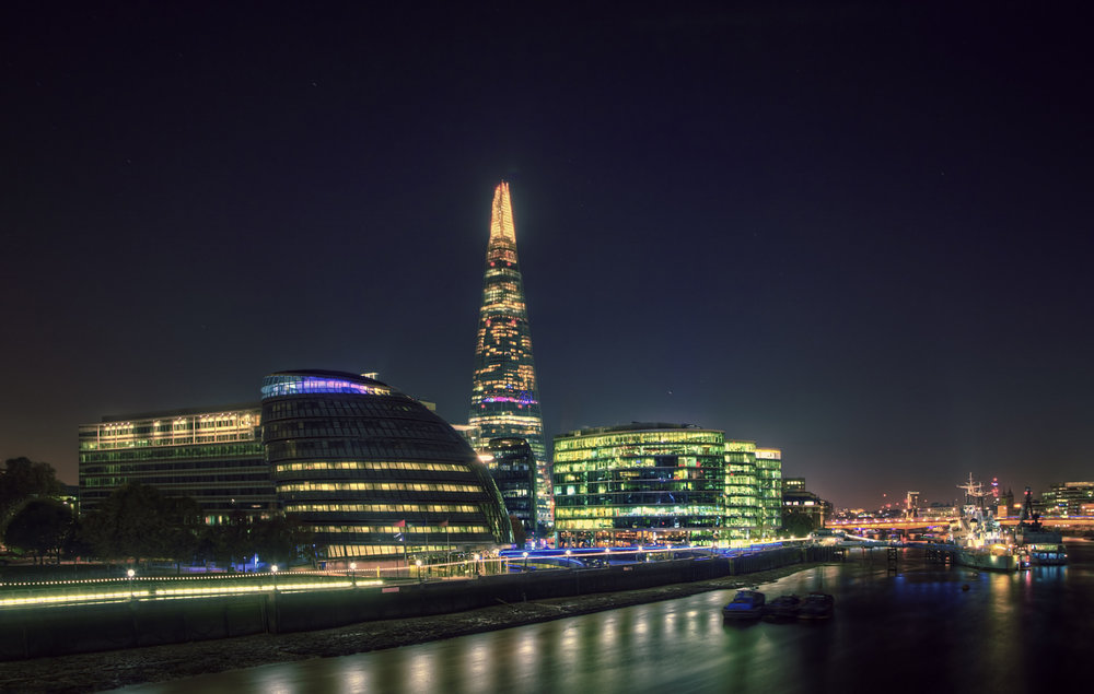 The London skyline from Tower bridge
