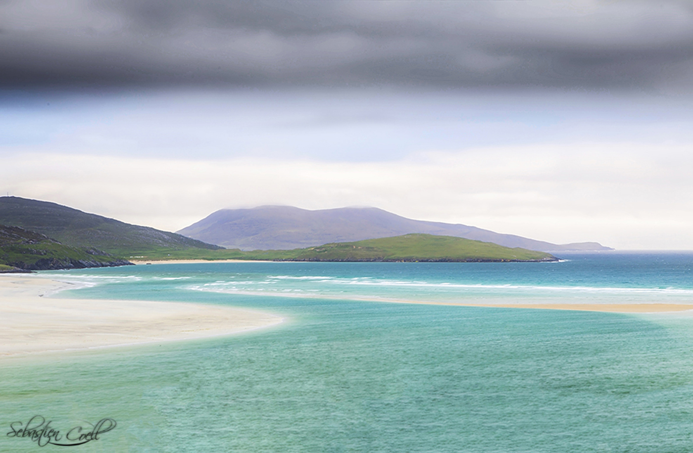The beautiful river sweeps out to Luskentyre beach on the Isle of Harris