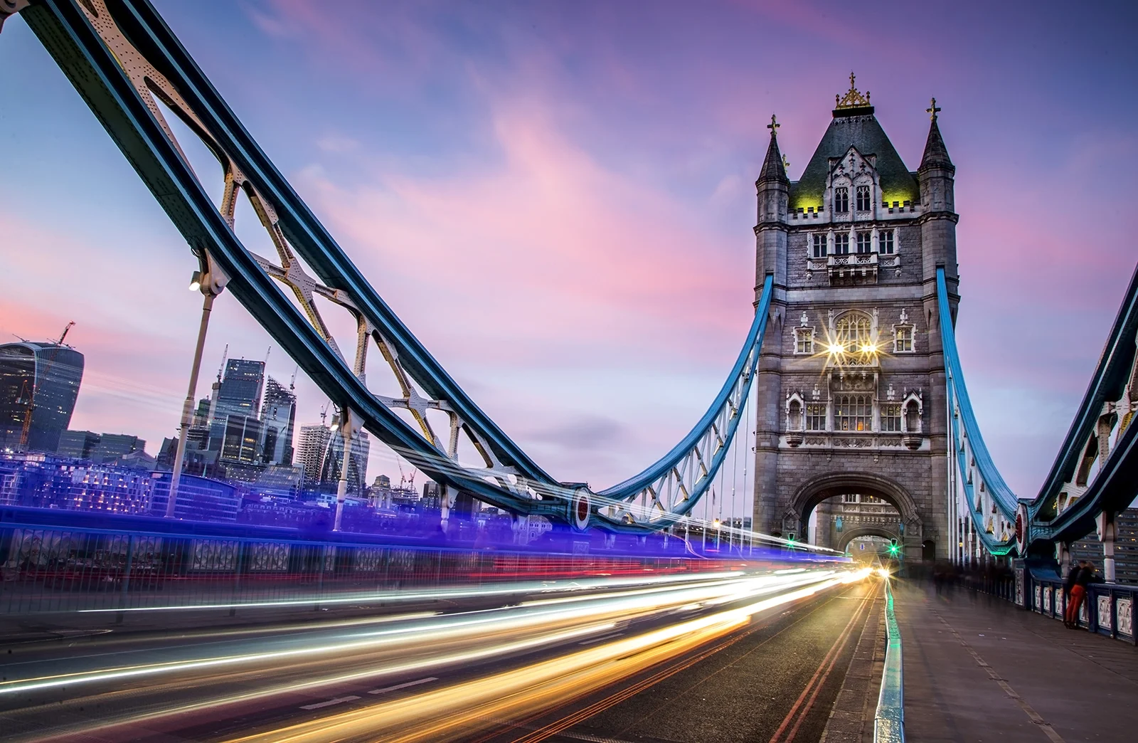 Vibrant sunset at Tower bridge