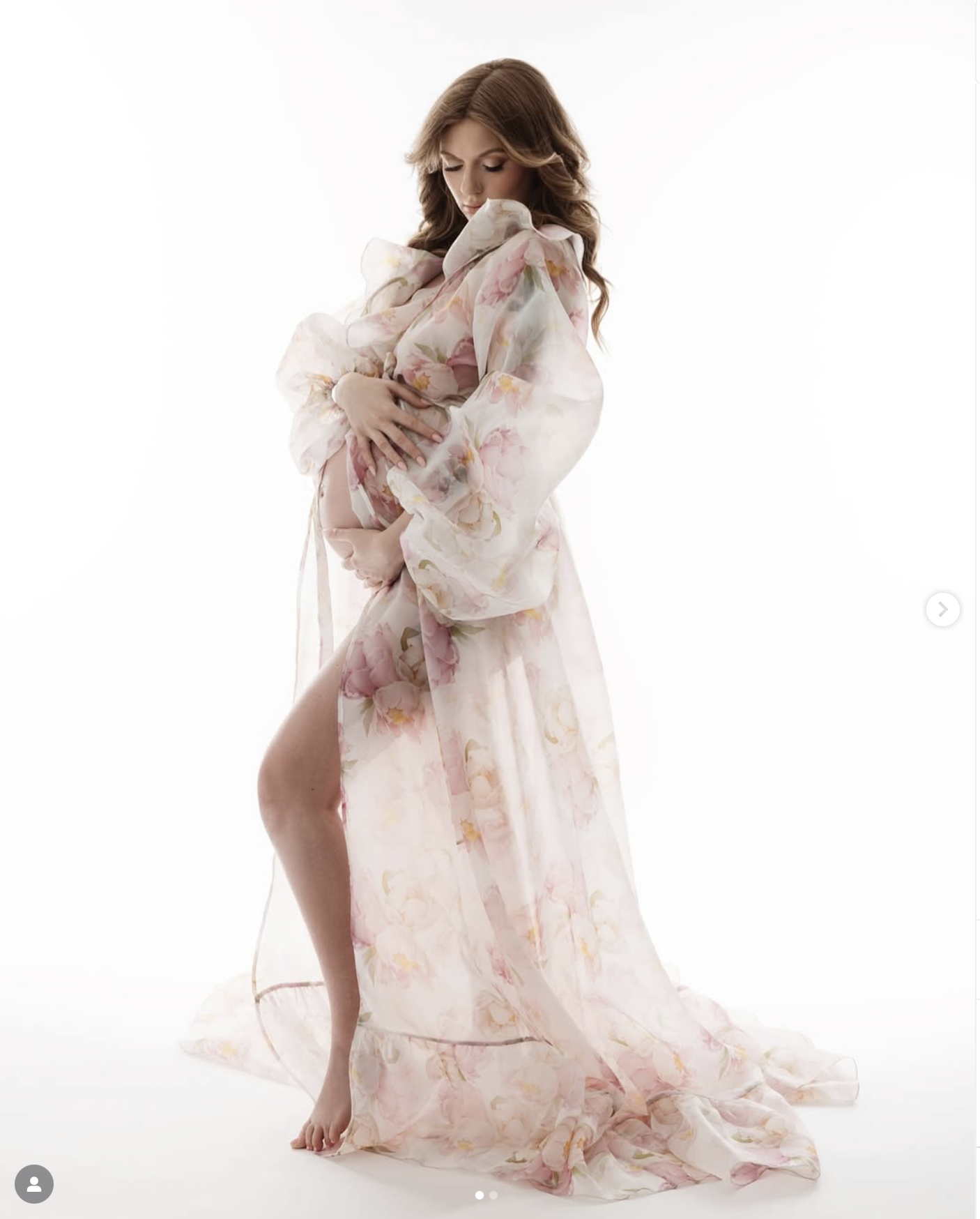 Floral  Organza Robe Ruffle Dress