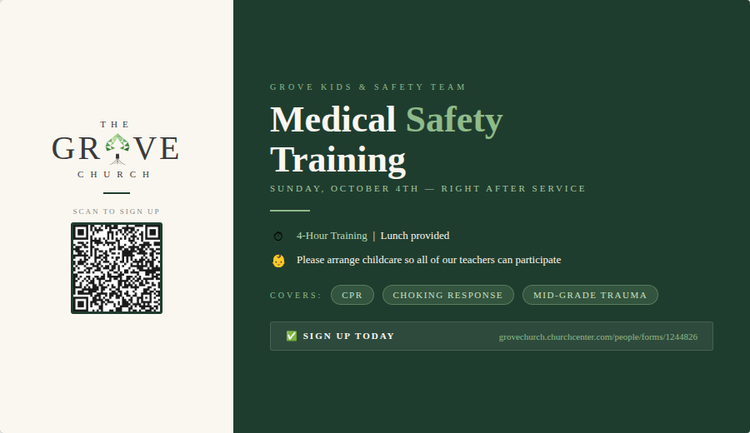 Medical Safety Training flyer