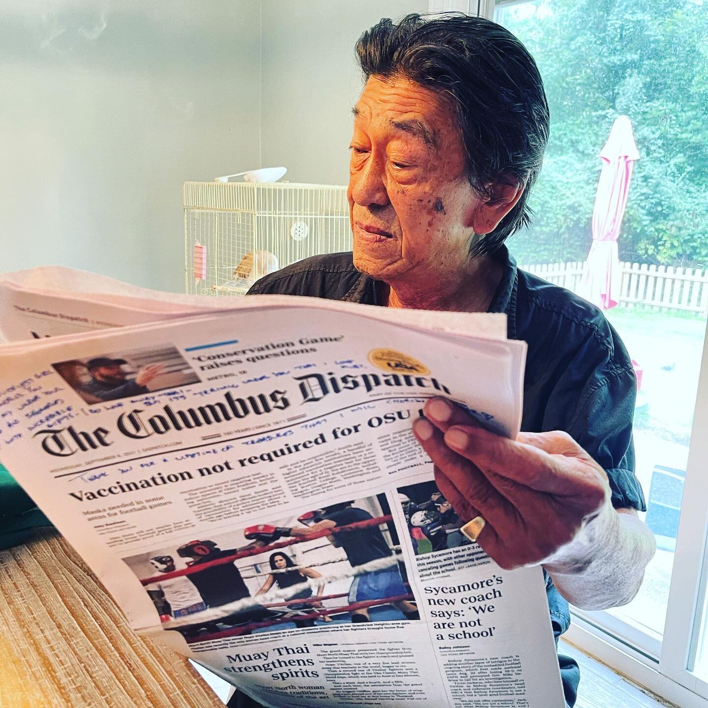 I spent yesterday morning sipping coffee with Master Lek, reading the @columbusdispatch, reminiscing about old fight days and laughing till we cried.  How lucky that I walked into that Thai restaurant so long ago. Thank you to everyone for the overwh