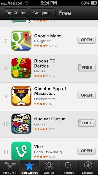  the app has since cracked the Top 10 of ALL free apps in the App Store (look for yourself, if ye be a nonbeliever). 