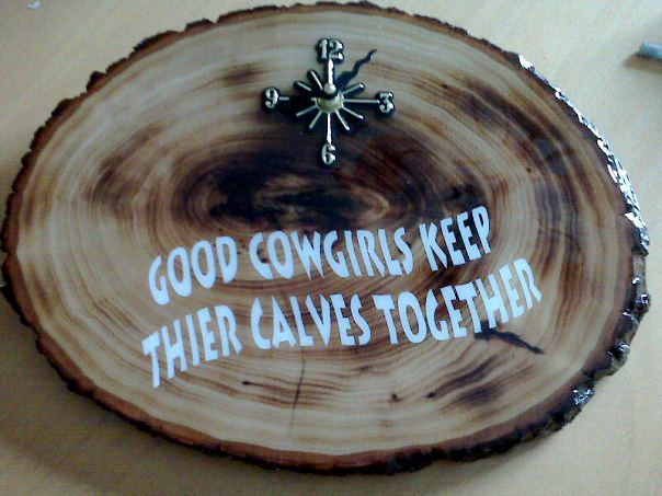 My prize souvenir from getting snowed in near Wheatland, WY for a night. Gotta love misspelled witticisms.