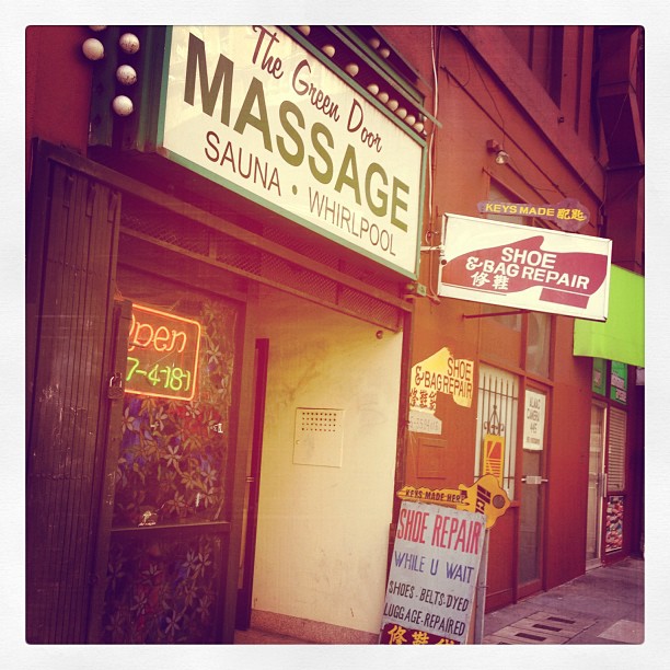 "Shoe repair while u wait" at a massage parlour. Is that code for: "We also give footjobs"?