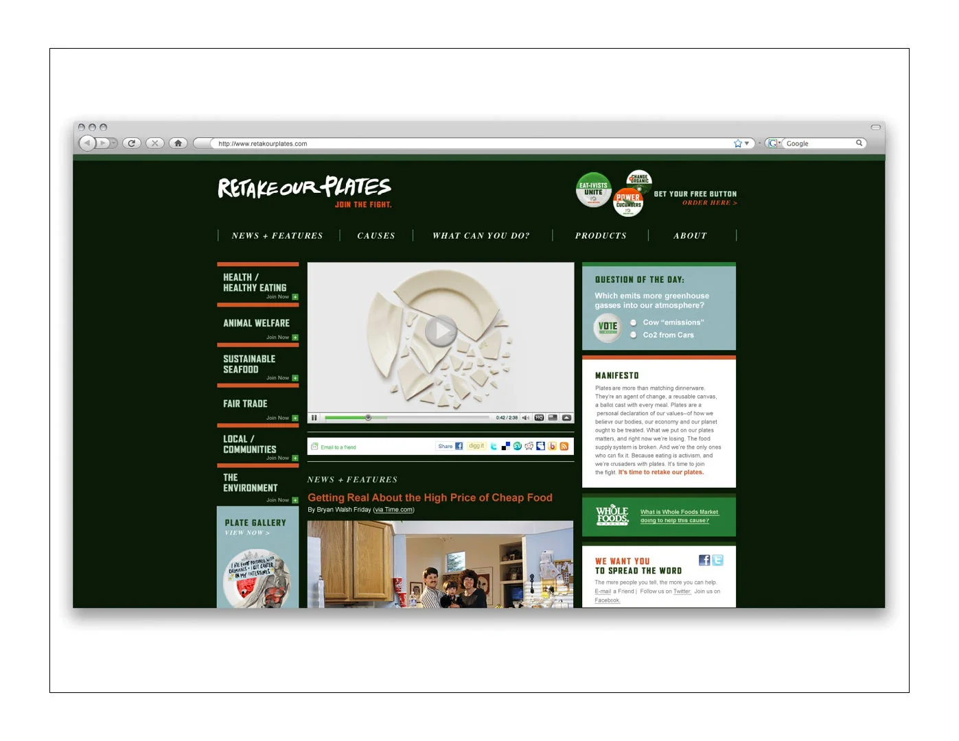 RetakeOurPlates microsite landing page.